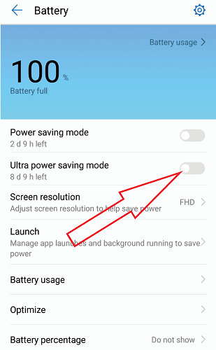 bật tiết kiệm Pin Huawei Mate 10 Pro