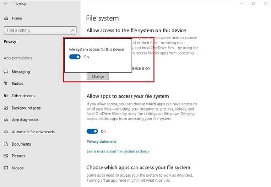 hướng dẫn chặn ứng dụng truy cập file hệ thống của windows 10