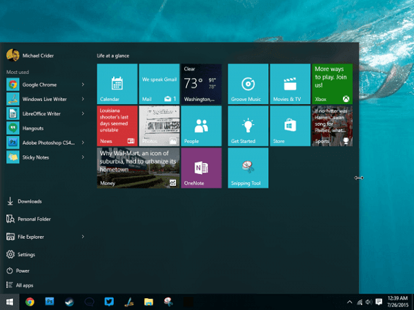 hướng dẫn dùng Menu start của Windows 10