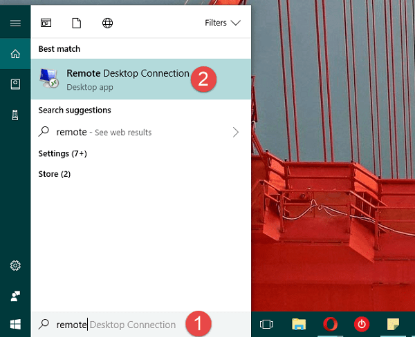 Remote Desktop Connection trên windows 10
