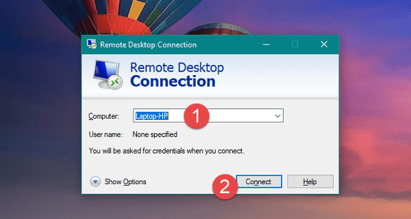 Remote Desktop Connection trên windows 10