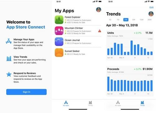 Apple vừa mới cho ra mắt ứng dụng nhà phát triển: App Store Connect 3 ứng dụng App Store Connect trên iphone