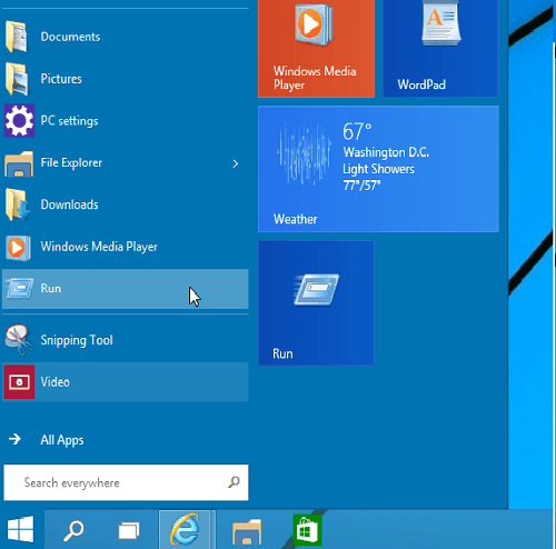 cách thêm nút Run Command cho Menu của Windows 10