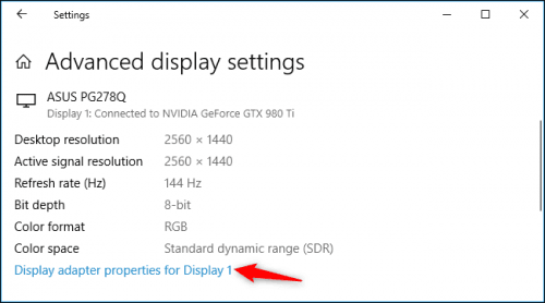 Refresh Rate trên máy tính windows 10