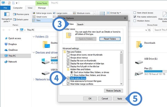 ẩn ổ đĩa trống trong Windows File Explorer