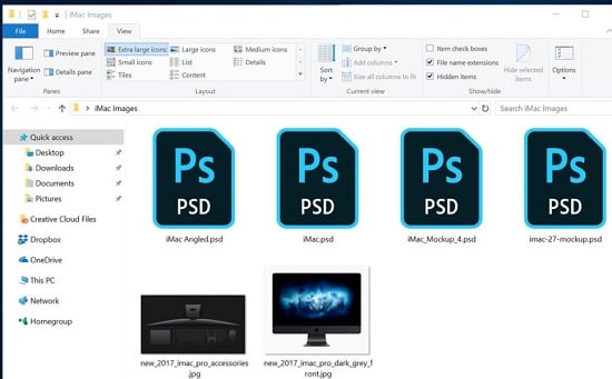 biểu tượng PSD trong File Explorer