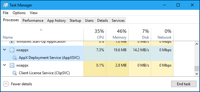 Khắc phụlỗi WSAPPX Sử dụng đĩa CPU cao